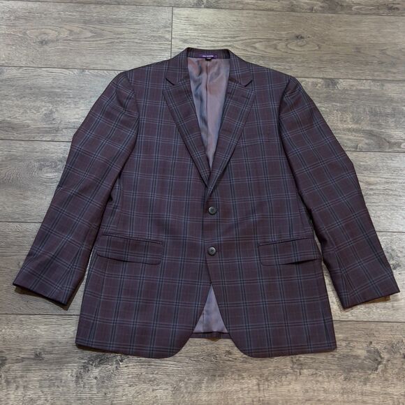 Bartorelli Napoli Abito Sartoriale Plaid Purple 2-Button Wool Blazer Size 54 R - Picture 1 of 9